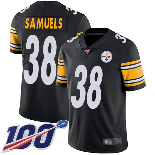 Men Pittsburgh Steelers Football 38 Limited Black Jaylen Samuels Home 100th Season Vapor Untouchable Nike NFL Jersey